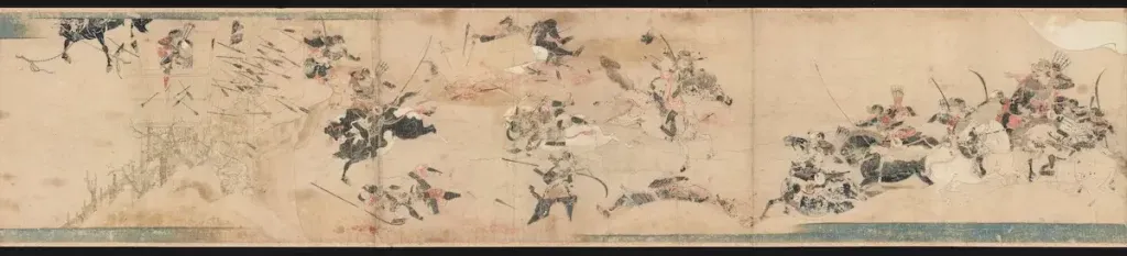 Minamoto no Yoshiie's army attacking a stockade